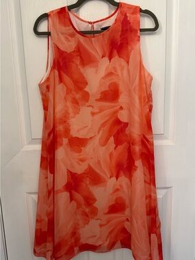 Sleeveless Coral Blossom Shift Dress